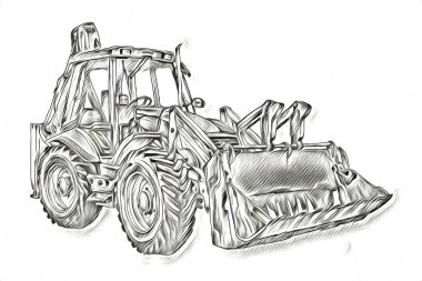 Ekskavatör illüstrasyon izole renk sanat eseri