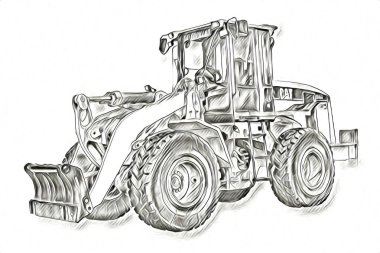 Ekskavatör illüstrasyon izole renk sanat eseri