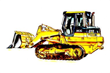 Ekskavatör illüstrasyon izole renk sanat eseri