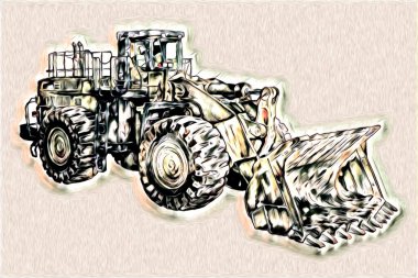 Ekskavatör illüstrasyon izole renk sanat eseri