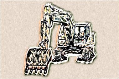 Ekskavatör illüstrasyon izole renk sanat eseri