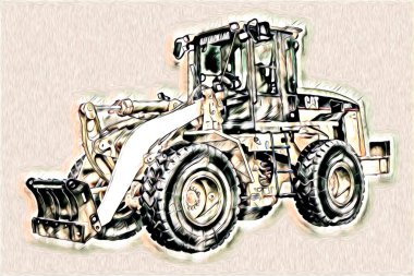 Ekskavatör illüstrasyon izole renk sanat eseri