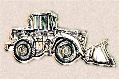 Ekskavatör illüstrasyon izole renk sanat eseri