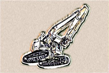 Ekskavatör illüstrasyon izole renk sanat eseri