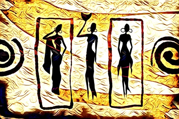 Африканський Етнічний Ретро Вінтаж Ілюстрація Малюнок Ескіз — стокове фото