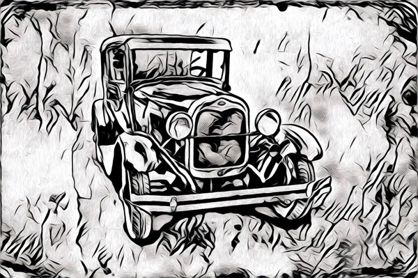 Velho Clássico Carro Retro Vintage Ilustração Desenho — Fotografia de Stock