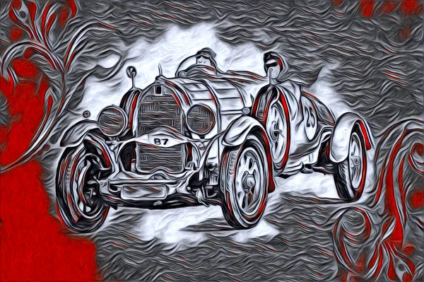 Alte Oldtimer Retro Oldtimer Illustration Zeichnung — Stockfoto