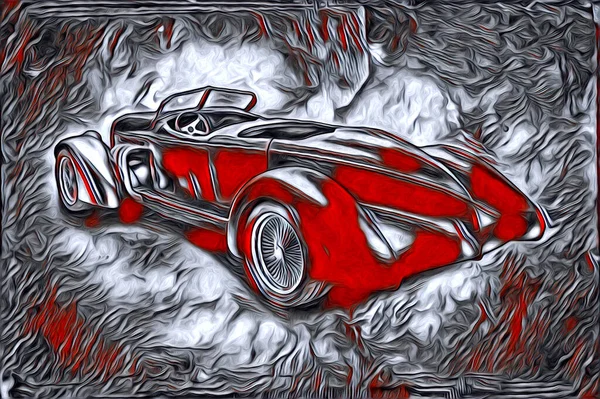 Vieille Voiture Classique Rétro Vintage Illustration Dessin — Photo