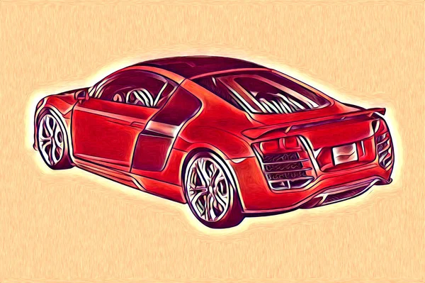 Viejo Clásico Coche Retro Vintage Ilustración Dibujo — Foto de Stock