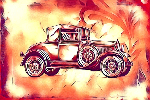 Alte Oldtimer Retro Oldtimer Illustration Zeichnung — Stockfoto