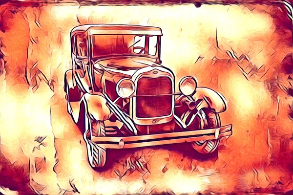 Oude Klassieke Auto Retro Vintage Illustratie Tekening — Stockfoto