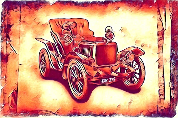 Velho Clássico Carro Retro Vintage Ilustração Desenho — Fotografia de Stock