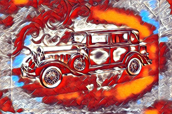 Alte Oldtimer Retro Oldtimer Illustration Zeichnung — Stockfoto