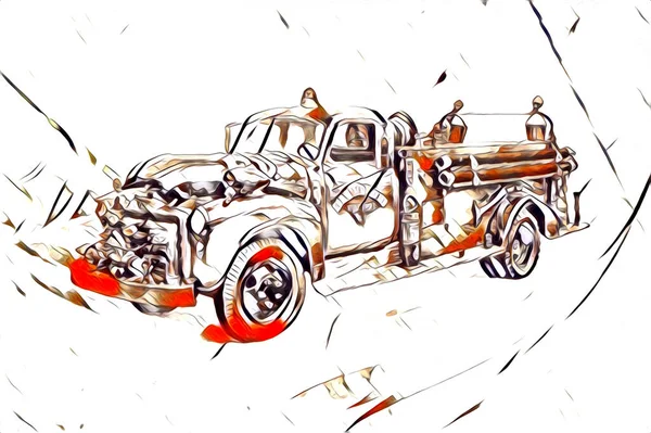 Oude Klassieke Auto Retro Vintage Illustratie Tekening — Stockfoto