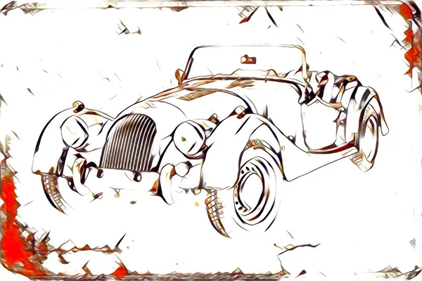 Velho Clássico Carro Retro Vintage Ilustração Desenho — Fotografia de Stock