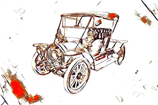 Velho Clássico Carro Retro Vintage Ilustração Desenho — Fotografia de Stock