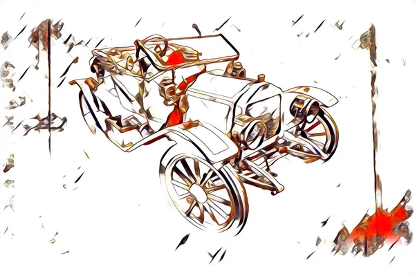 Vecchio Classico Auto Retrò Vintage Illustrazione Disegno — Foto Stock