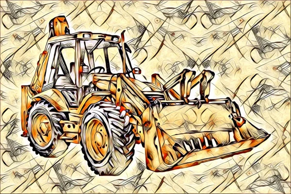 Excavator Illustration Color Isolated Art Work — Stock Photo, Image