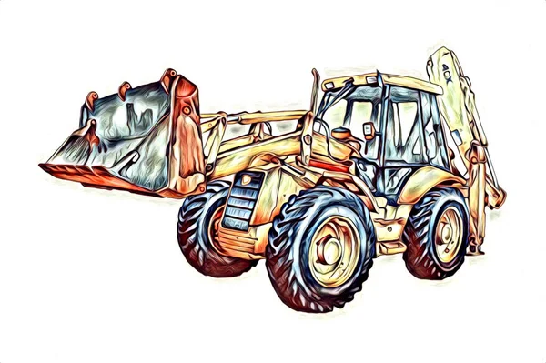 Excavator Illustration Color Isolated Art Work — Stock Photo, Image