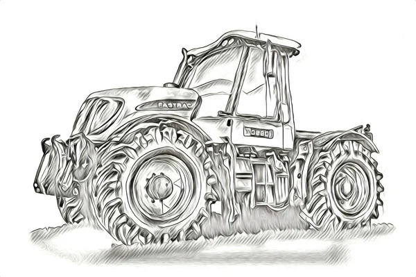 Ekskavatör illüstrasyon izole renk sanat eseri