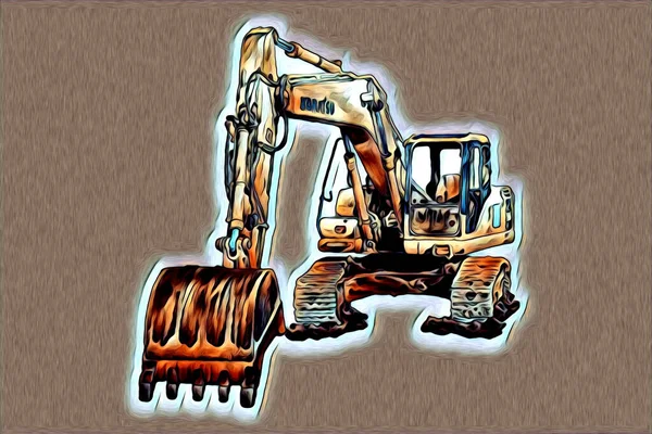 Excavator Illustration Color Isolated Art Work — Stock Photo, Image