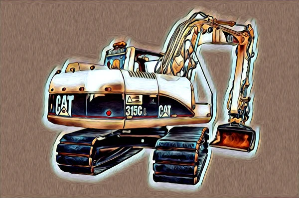 Excavator Illustration Color Isolated Art Work — Stock Photo, Image