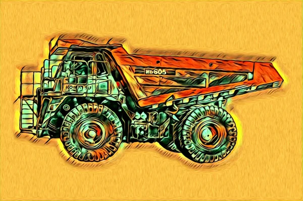 Excavator Illustration Color Isolated Art Work — Stock Photo, Image