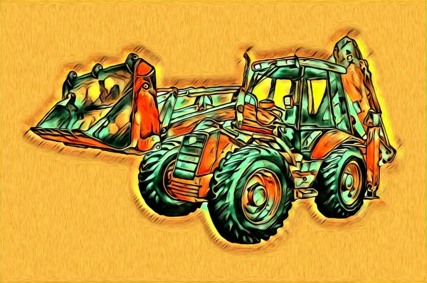 Excavator Illustration Color Isolated Art Work — Stock Photo, Image