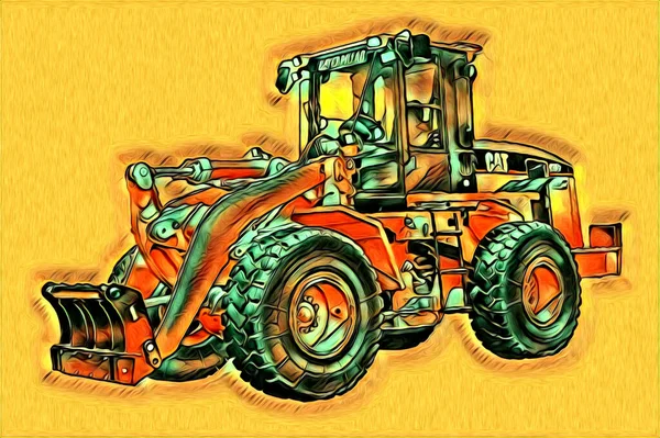 Excavator Illustration Color Isolated Art Work — Stock Photo, Image