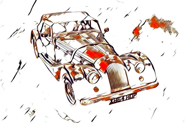 老式经典汽车复古插画 图库图片