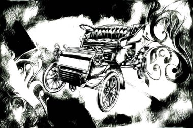 Eski klasik araba antika resim çizimi