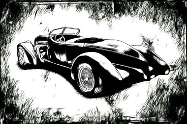 Eski klasik araba antika resim çizimi