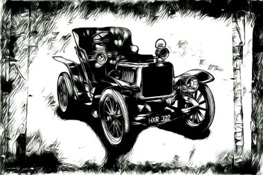 Eski klasik araba antika resim çizimi