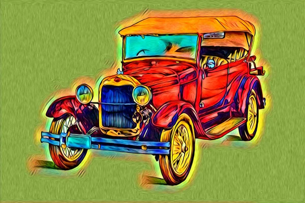 Alte Oldtimer Retro Oldtimer Illustration Zeichnung — Stockfoto