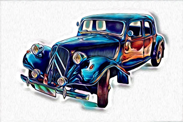 Old Classic Car Retro Vintage Illustration Drawing — Stock Photo, Image