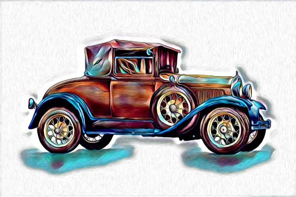 Velho Clássico Carro Retro Vintage Ilustração Desenho — Fotografia de Stock