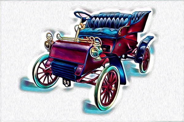 Velho Clássico Carro Retro Vintage Ilustração Desenho — Fotografia de Stock