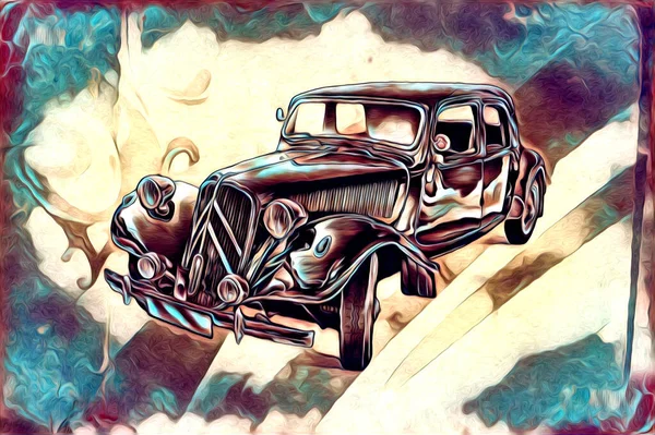 Alte Oldtimer Retro Oldtimer Illustration Zeichnung — Stockfoto