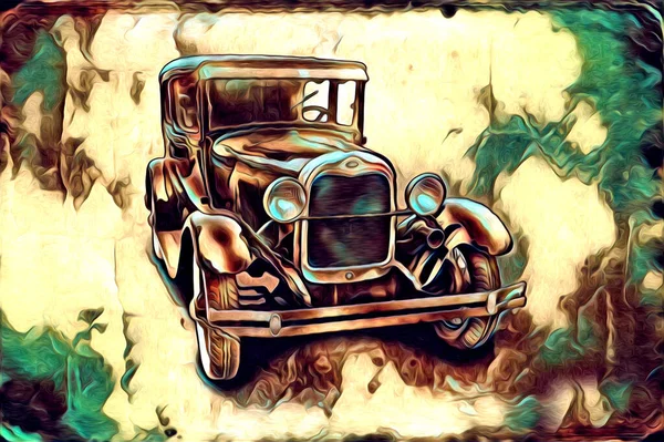 Старый Классический Автомобиль Ретро Винтажный Рисунок — стоковое фото