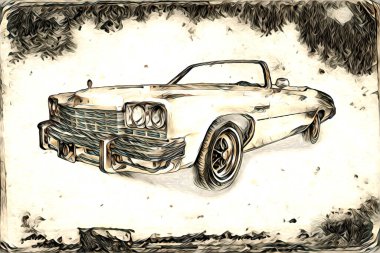 Eski klasik araba antika resim çizimi