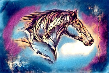 El yazması at başlı kalem çizim çizer grunge