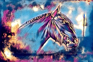 El yazması at başlı kalem çizim çizer grunge