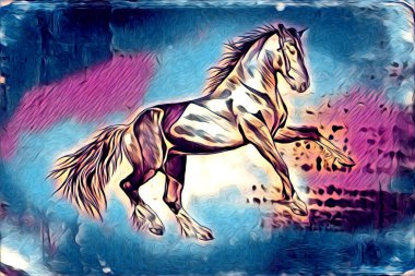 El yazması at başlı kalem çizim çizer grunge