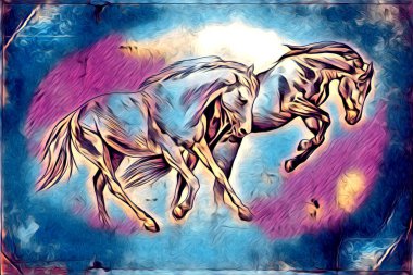 El yazması at başlı kalem çizim çizer grunge