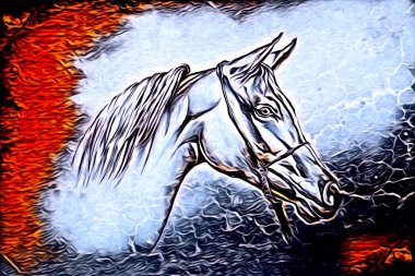 El yazması at başlı kalem çizim çizer grunge