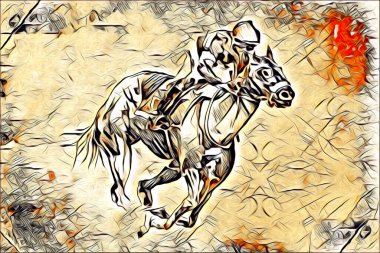 El yazması at başlı kalem çizim çizer grunge