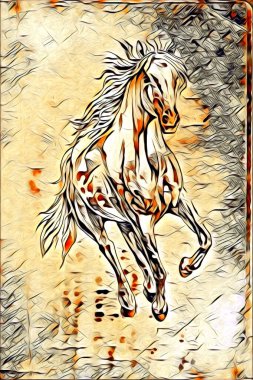 El yazması at başlı kalem çizim çizer grunge