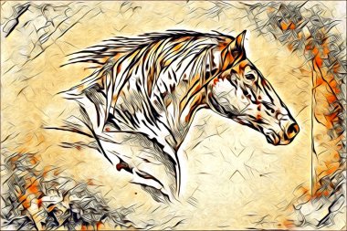 El yazması at başlı kalem çizim çizer grunge