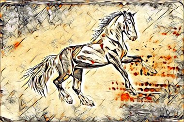 El yazması at başlı kalem çizim çizer grunge