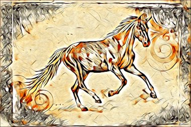 El yazması at başlı kalem çizim çizer grunge